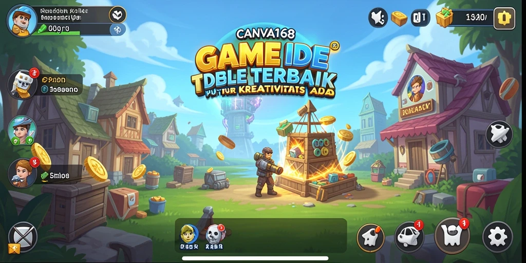 Screenshot gameplay CANVA168 menunjukkan kemajuan kreatif dalam permainan Idle.