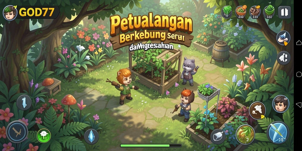Tampilan gameplay GOD77 yang menakjubkan saat berkebun.