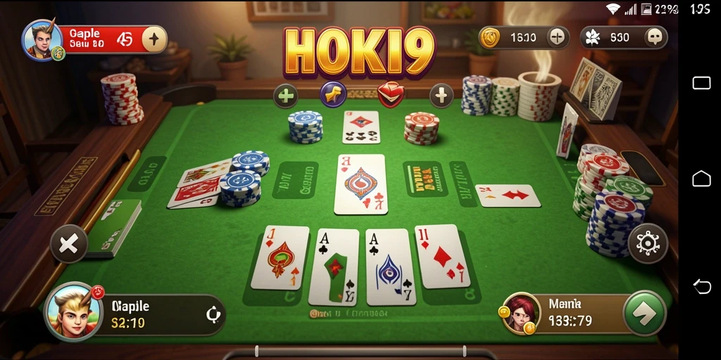Gameplay HOKI9 yang seru dalam permainan Gaple.
