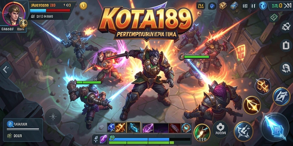 Tampilan gameplay epik KOTA189 di arena pertempuran.