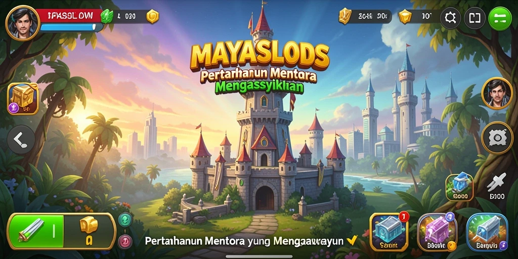 Tampilan aksi seru dalam gameplay Tower Defense MAYASLOTS.