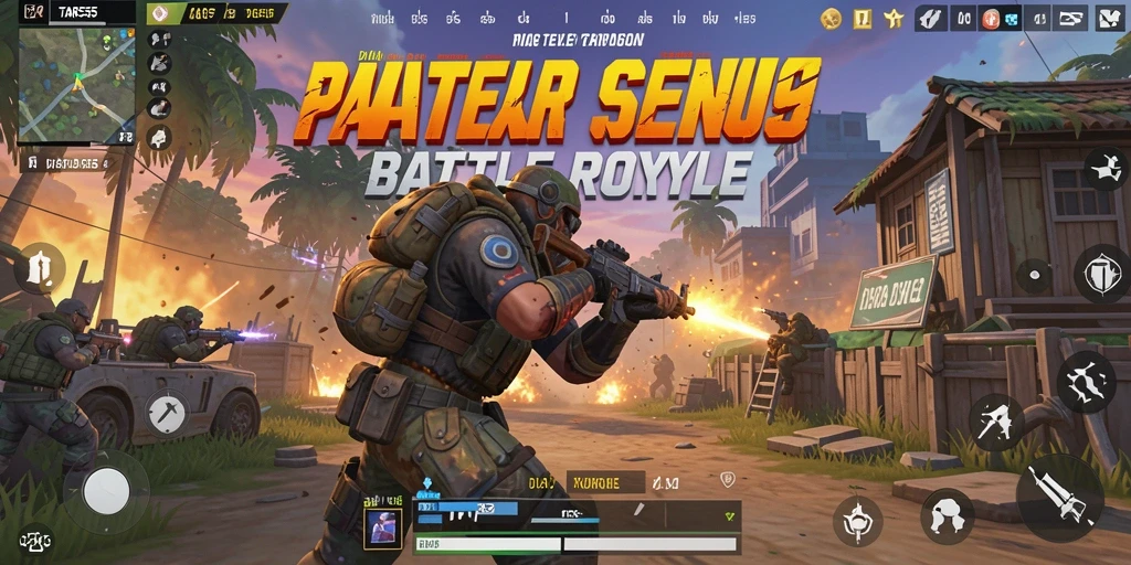 Tangkapan layar gameplay TAR555 menampilkan pertempuran seru dalam Battle Royale.